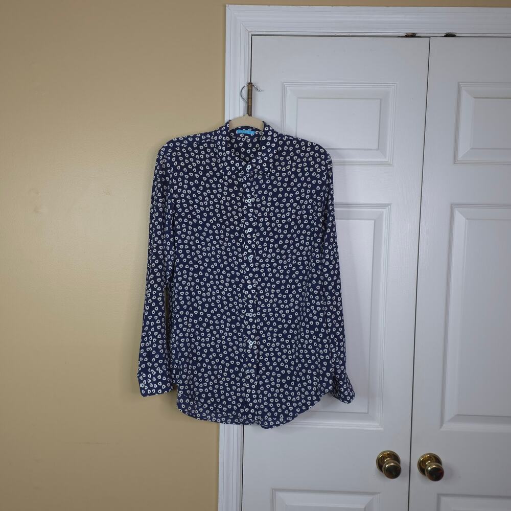 J.McLaughlin Navy Blue Ditsy Floral Button-Down Blouse Size Medium